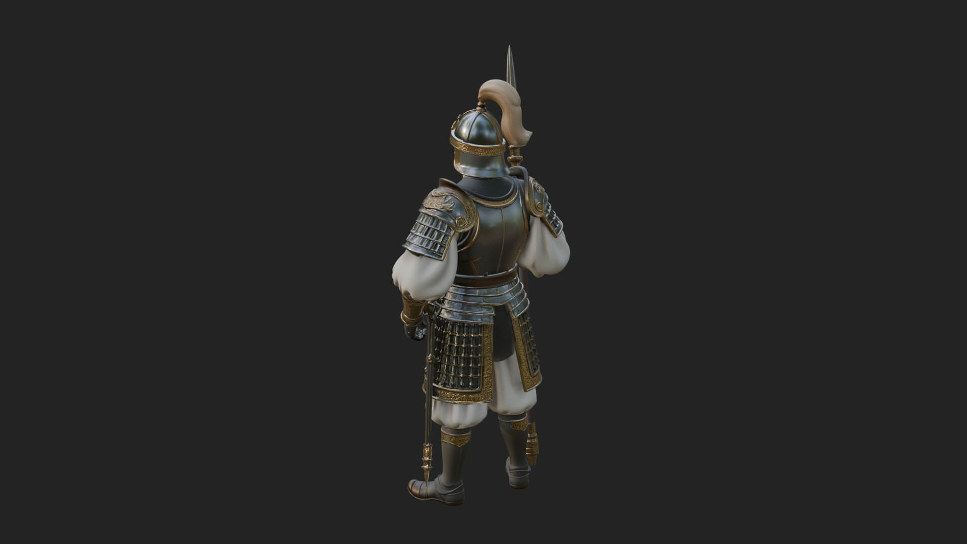 Oriental Armored Guard Statue Design 2 3D Print Model 3D Model