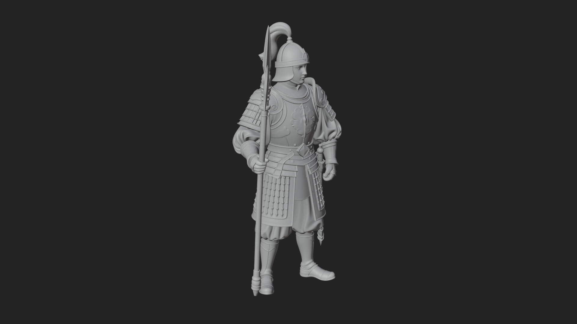 Oriental Armored Guard Statue Design 2 3D Print Model 3D Model