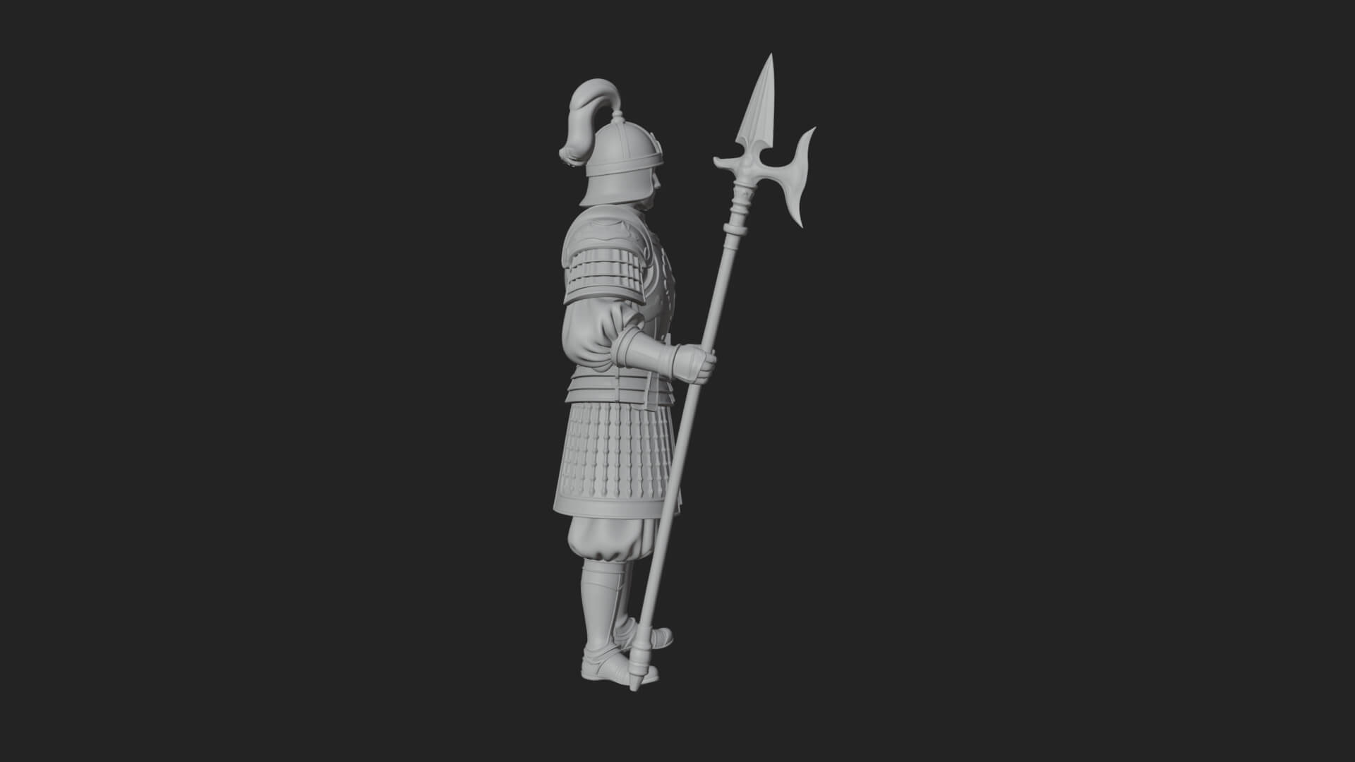 Oriental Armored Guard Statue Design 2 3D Print Model 3D Model