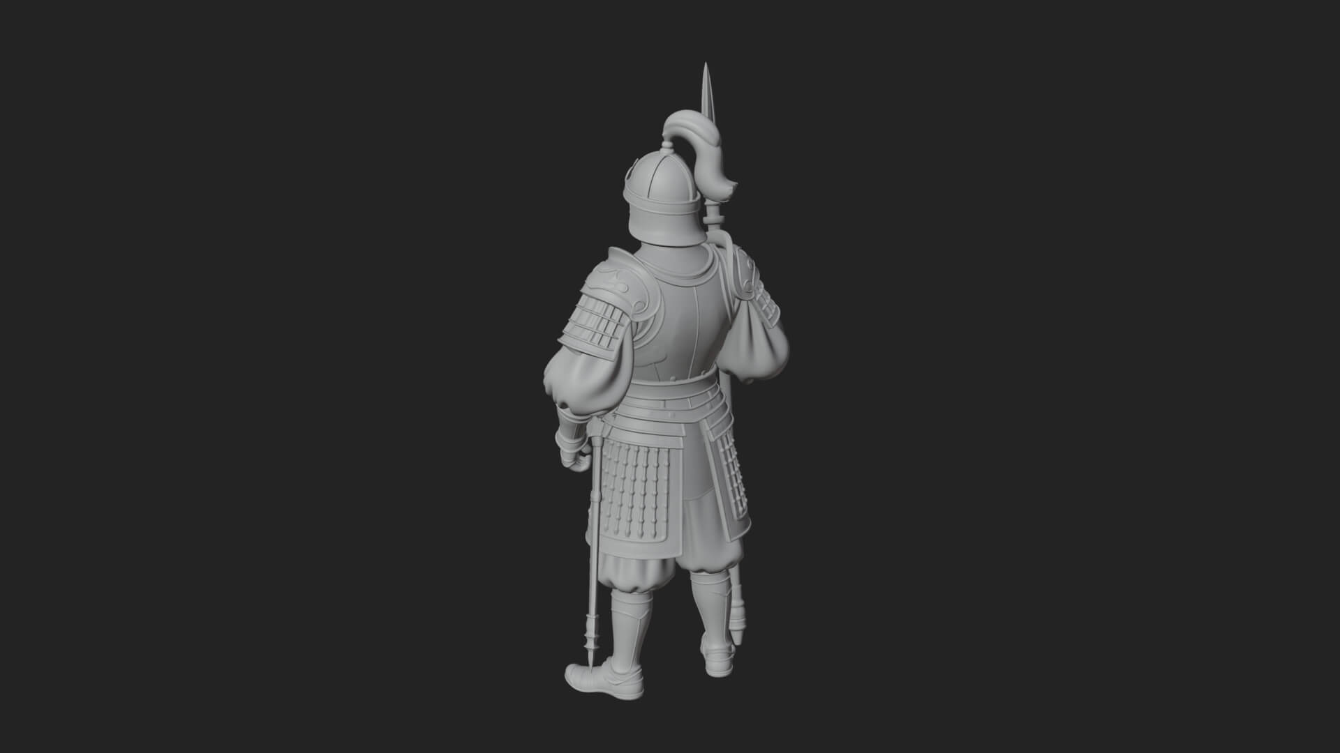 Oriental Armored Guard Statue Design 2 3D Print Model 3D Model