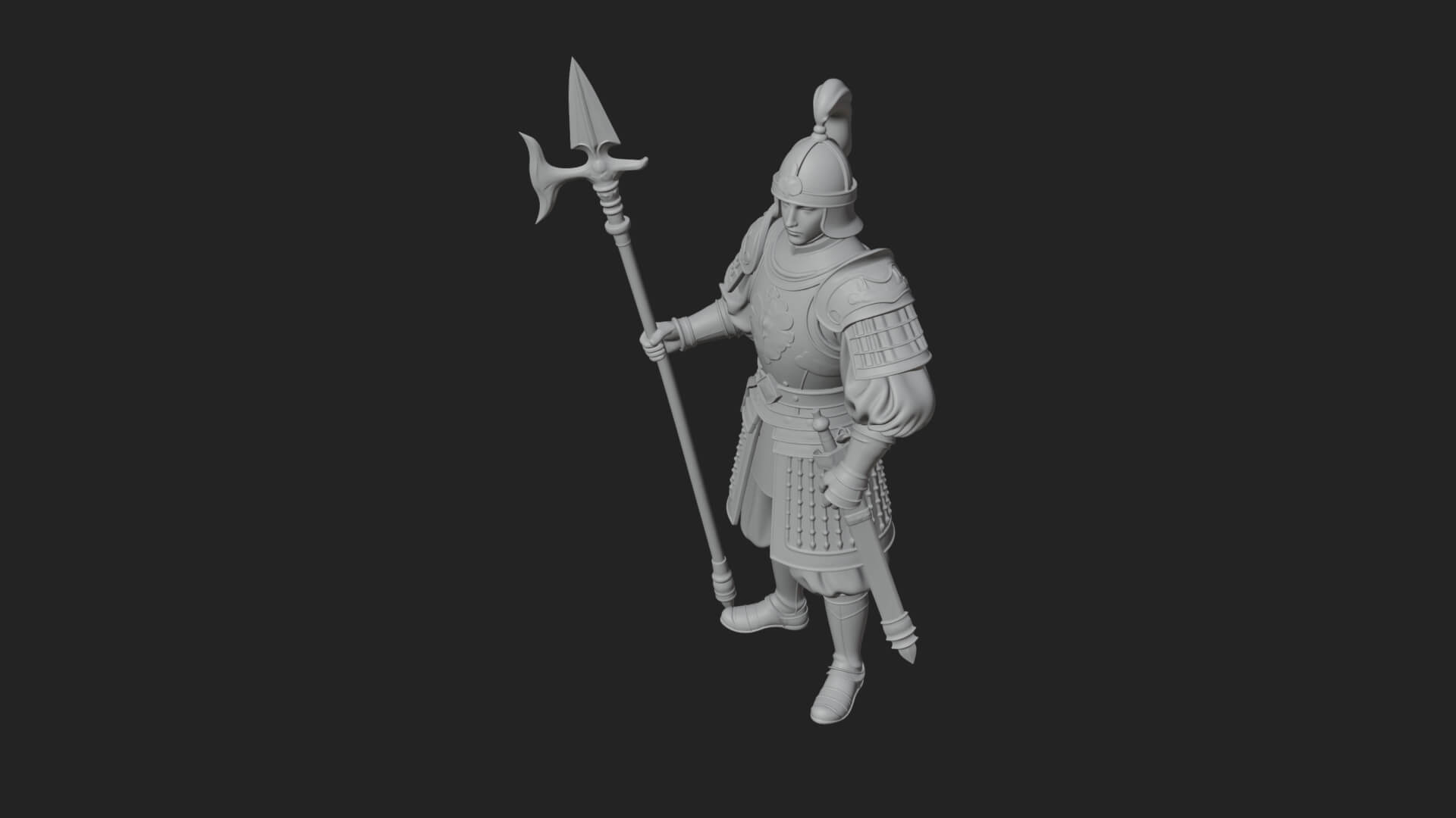 Oriental Armored Guard Statue Design 2 3D Print Model 3D Model