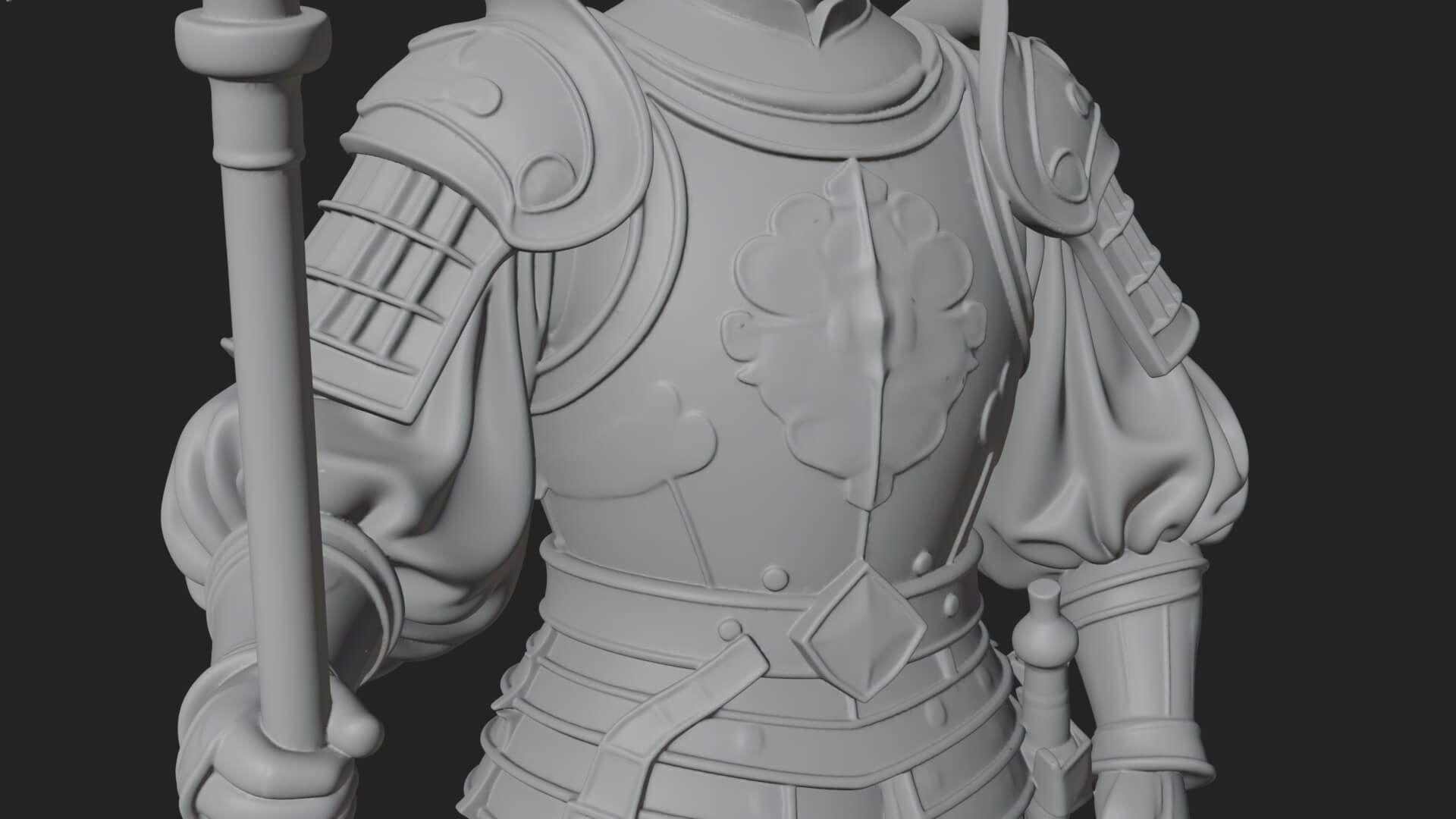 Oriental Armored Guard Statue Design 2 3D Print Model 3D Model
