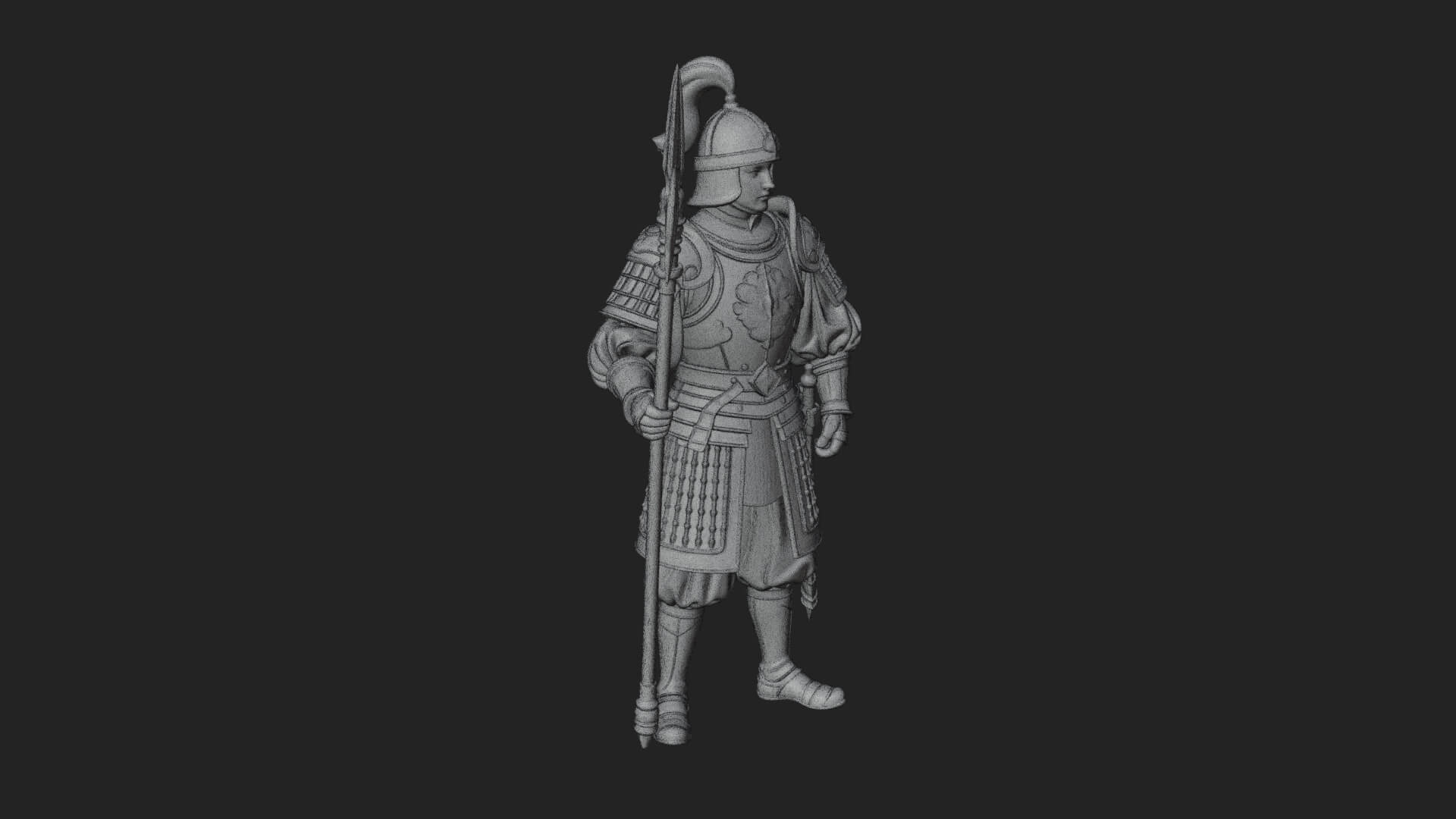 Oriental Armored Guard Statue Design 2 3D Print Model 3D Model