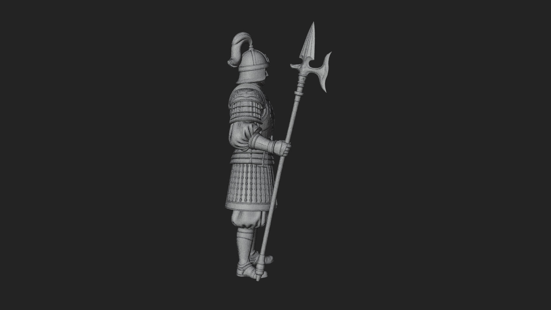 Oriental Armored Guard Statue Design 2 3D Print Model 3D Model