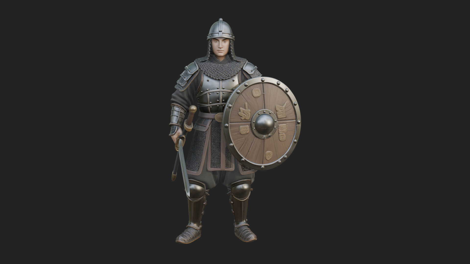 Oriental Armored Guard Statue Design 3 3D Print Model 3D Model