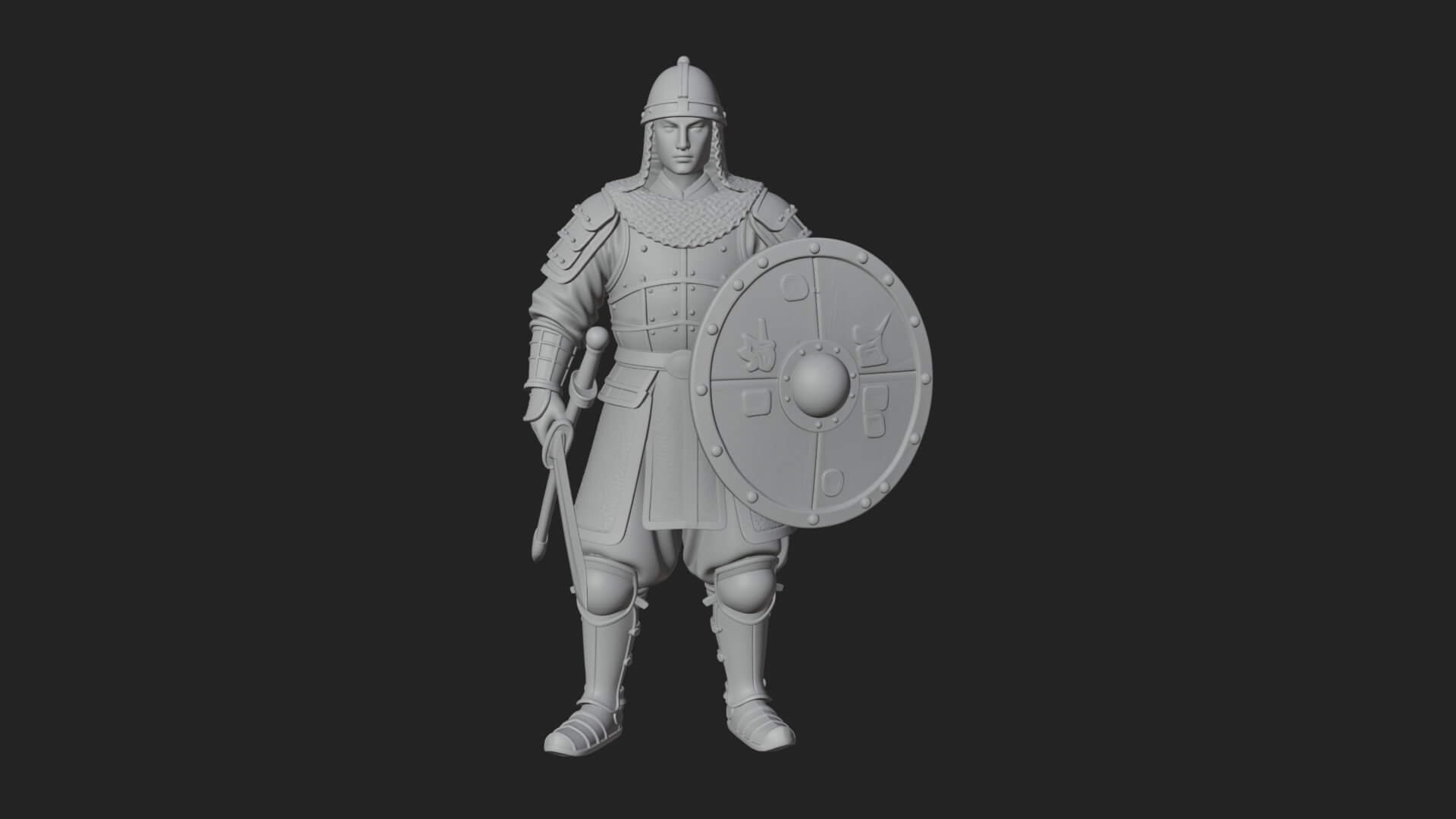 Oriental Armored Guard Statue Design 3 3D Print Model 3D Model