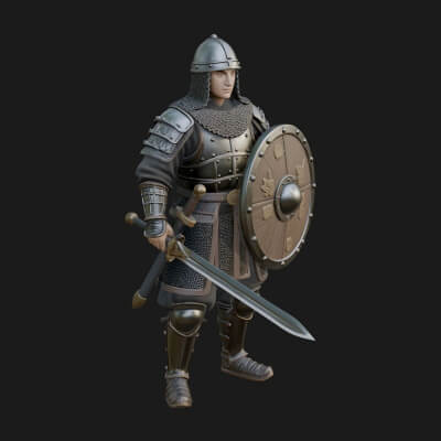 Oriental Armored Guard Statue Design 3 3D Print Model