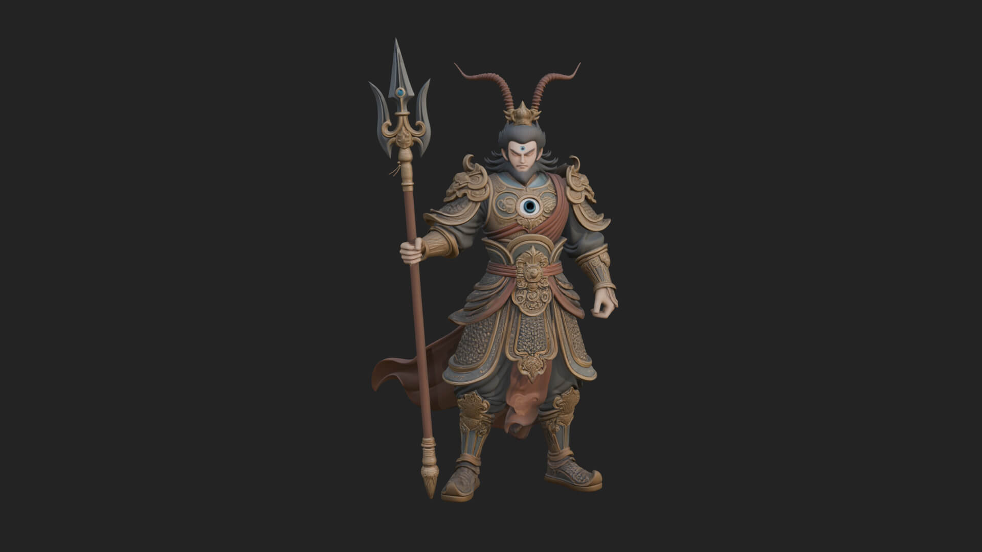 Oriental Armored Guard Statue Design 4 3D Print Model 3D Model