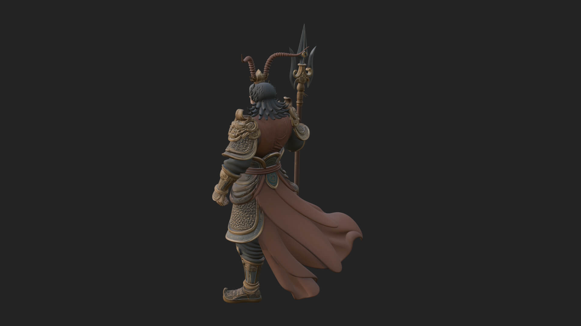 Oriental Armored Guard Statue Design 4 3D Print Model 3D Model