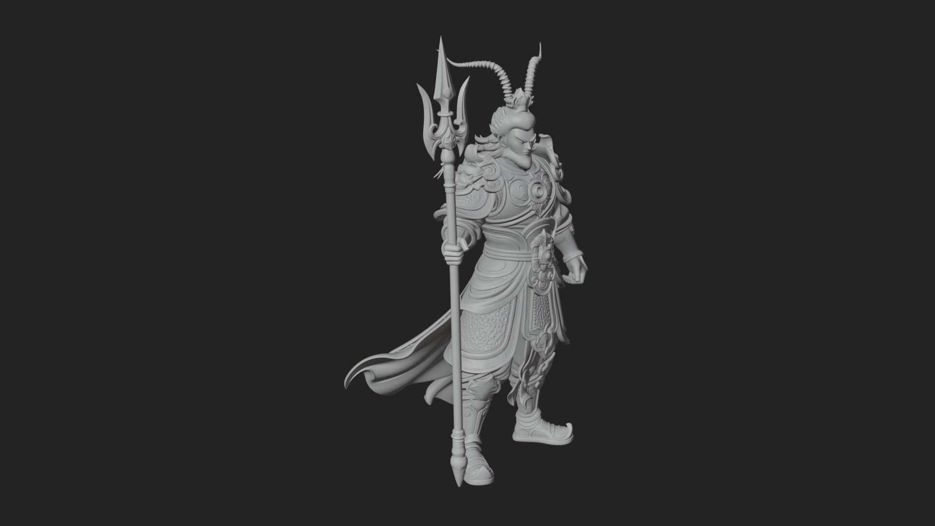 Oriental Armored Guard Statue Design 4 3D Print Model 3D Model