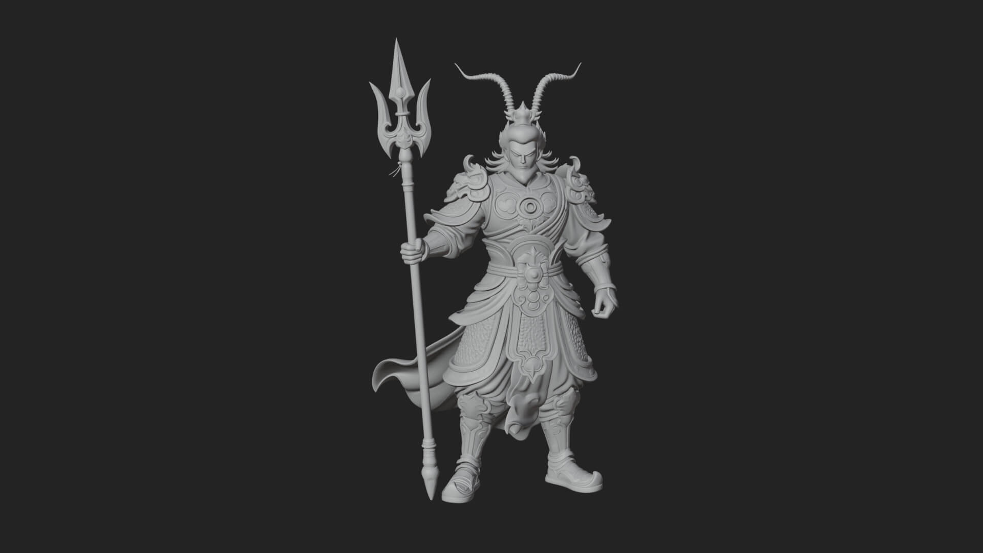 Oriental Armored Guard Statue Design 4 3D Print Model 3D Model