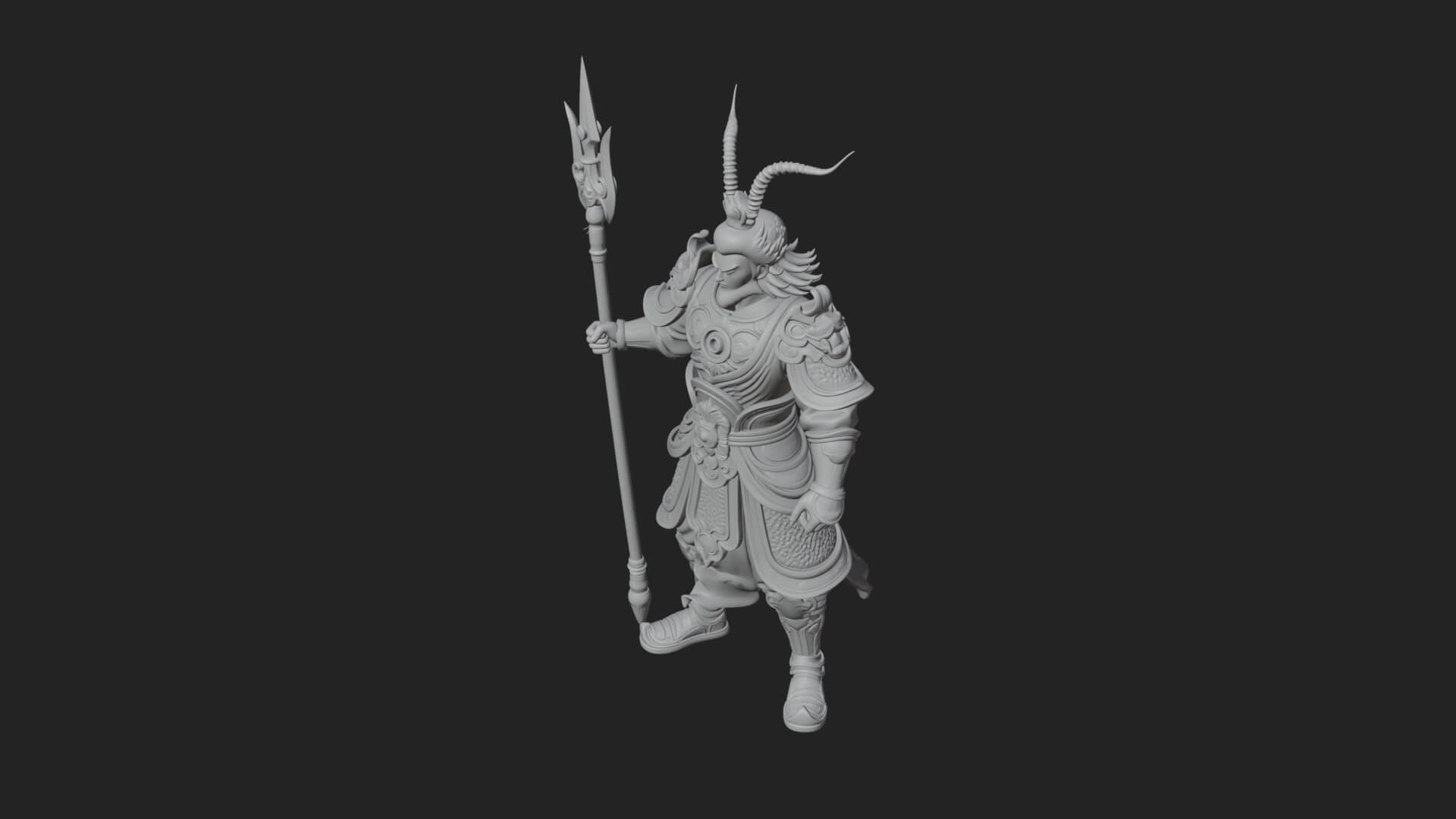 Oriental Armored Guard Statue Design 4 3D Print Model 3D Model
