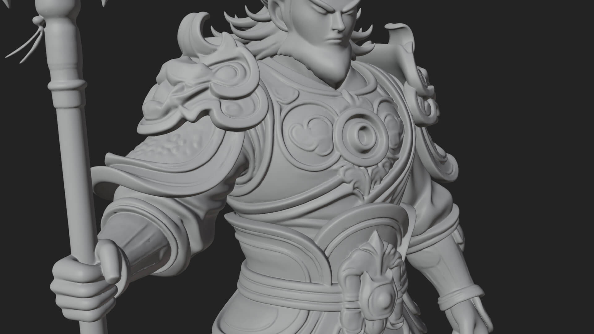 Oriental Armored Guard Statue Design 4 3D Print Model 3D Model