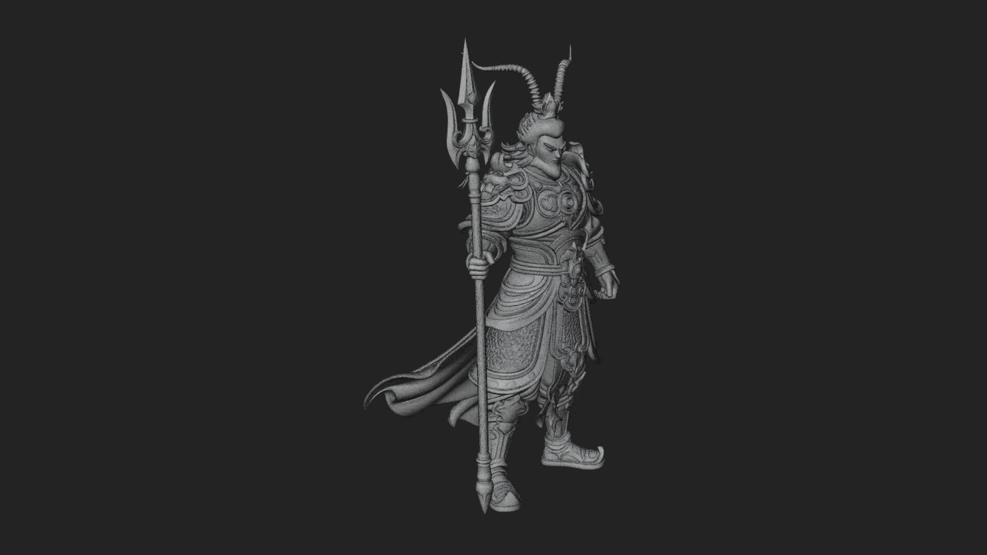 Oriental Armored Guard Statue Design 4 3D Print Model 3D Model