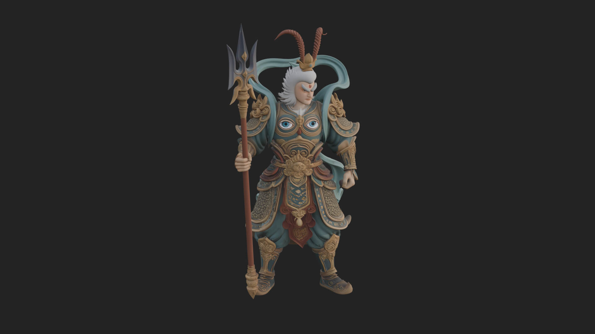 Oriental Armored Guard Statue Design 5 3D Print Model 3D Model