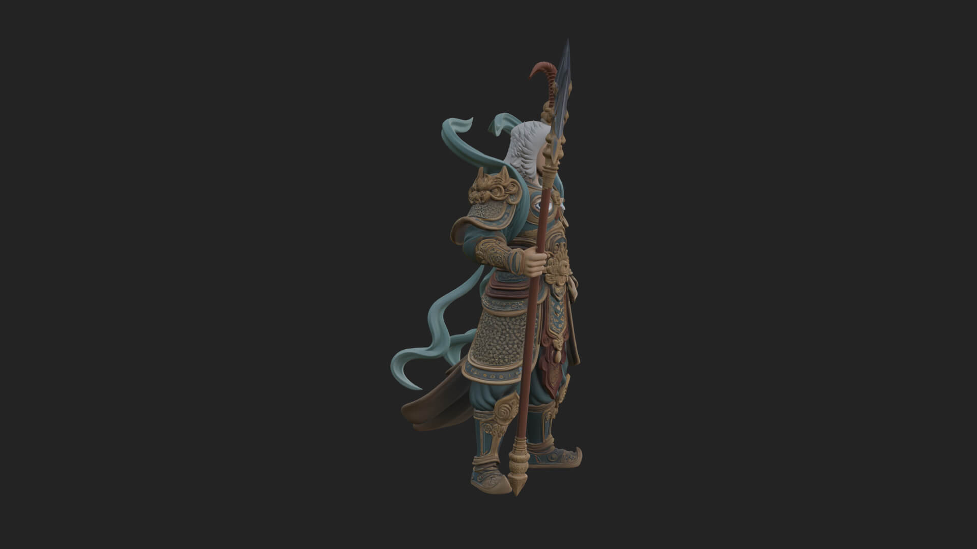 Oriental Armored Guard Statue Design 5 3D Print Model 3D Model