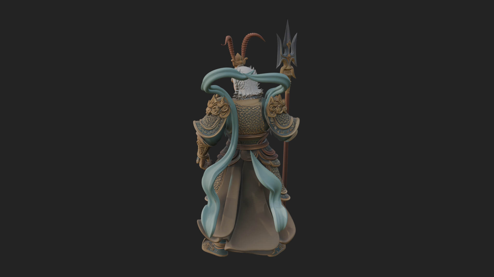 Oriental Armored Guard Statue Design 5 3D Print Model 3D Model