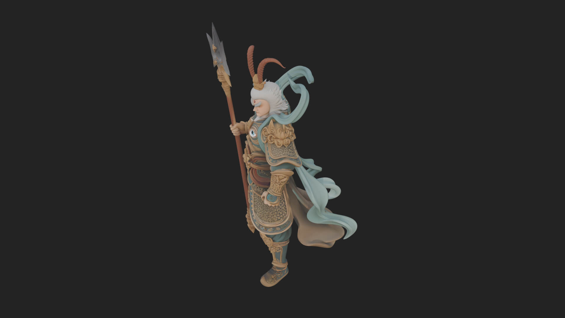 Oriental Armored Guard Statue Design 5 3D Print Model 3D Model