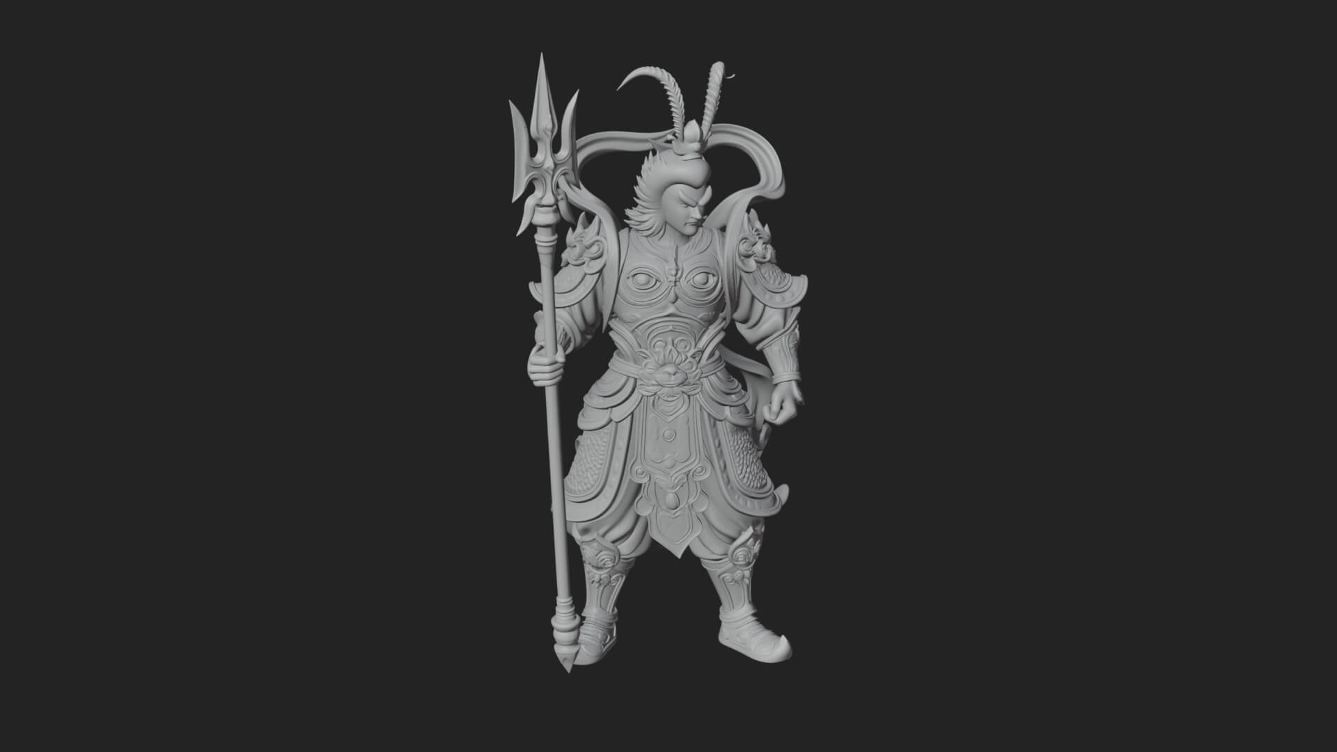 Oriental Armored Guard Statue Design 5 3D Print Model 3D Model