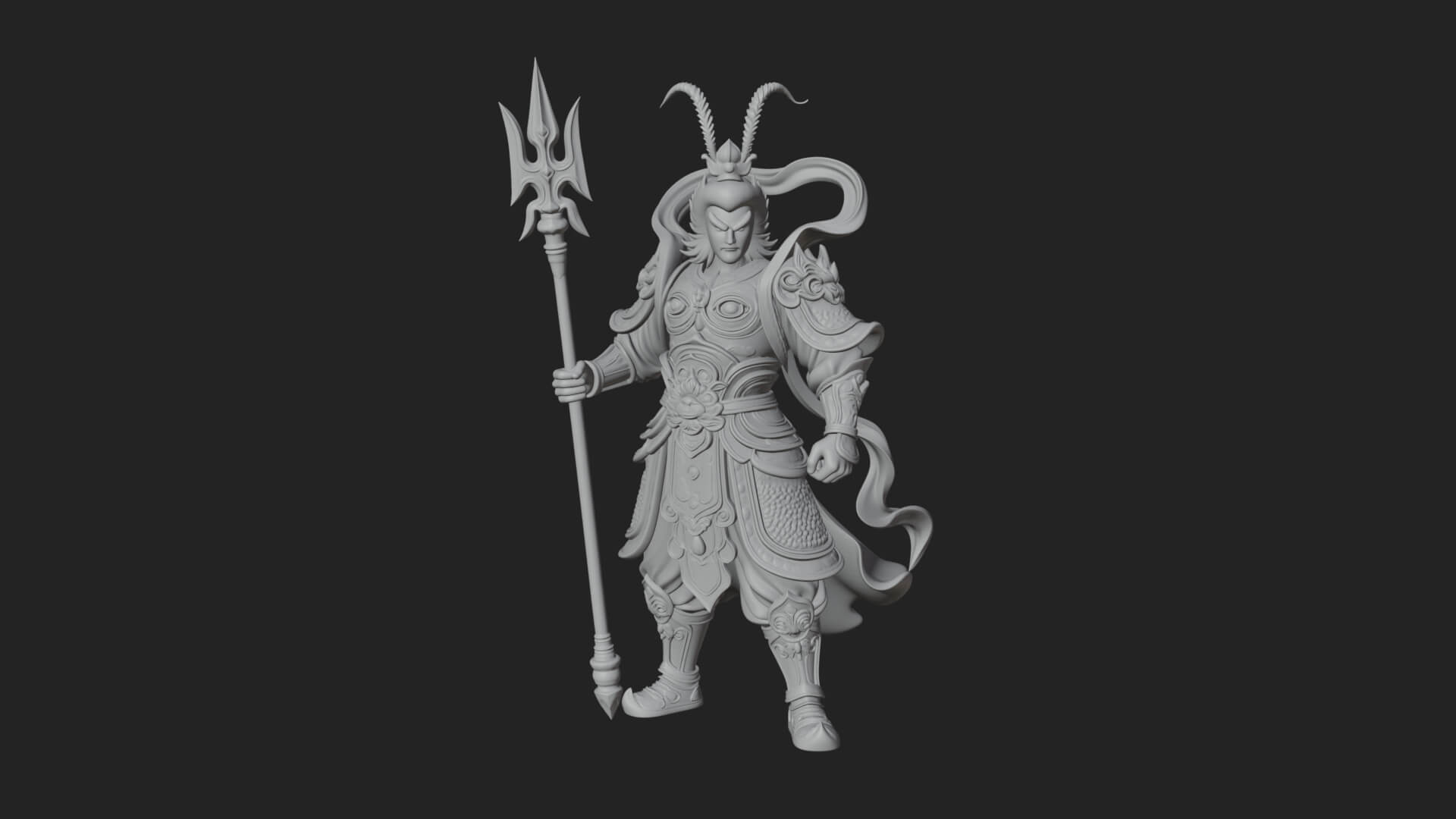 Oriental Armored Guard Statue Design 5 3D Print Model 3D Model
