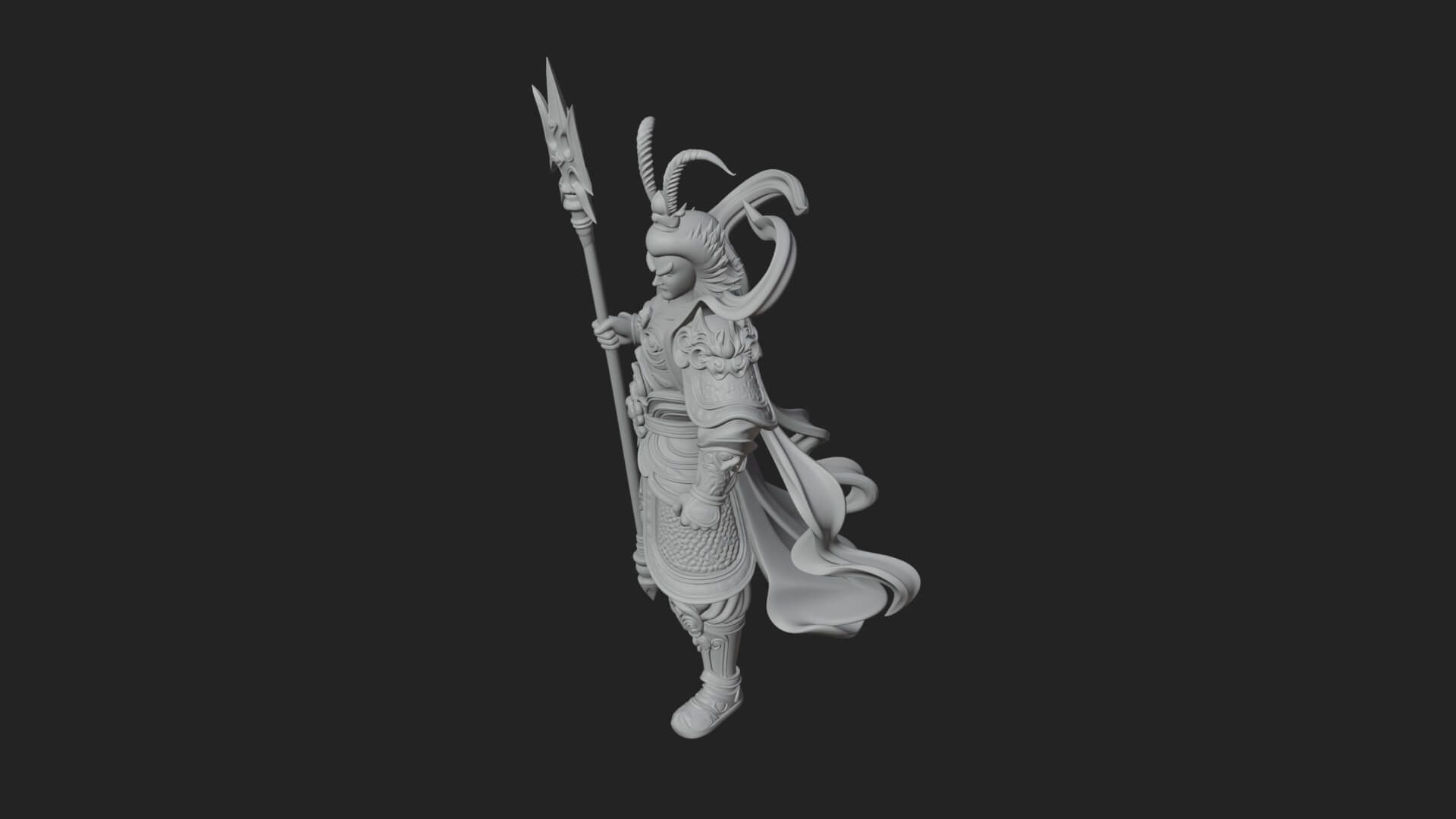 Oriental Armored Guard Statue Design 5 3D Print Model 3D Model