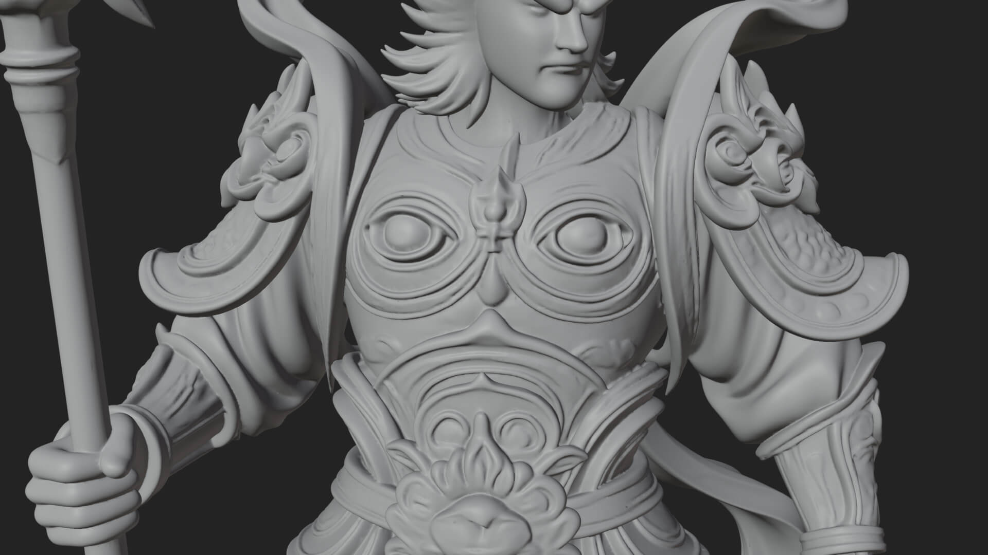 Oriental Armored Guard Statue Design 5 3D Print Model 3D Model