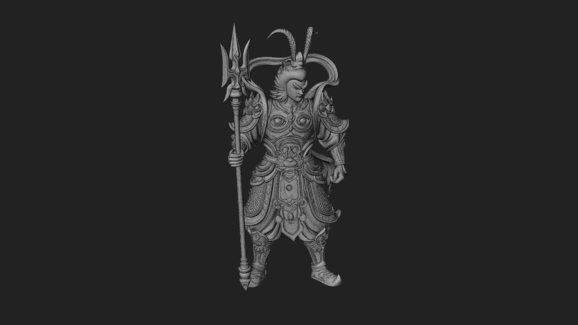 Oriental Armored Guard Statue Design 5 3D Print Model 3D Model