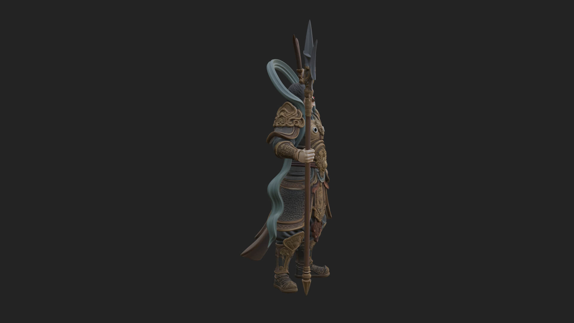 Oriental Armored Guard Statue Design 6 3D Print Model 3D Model