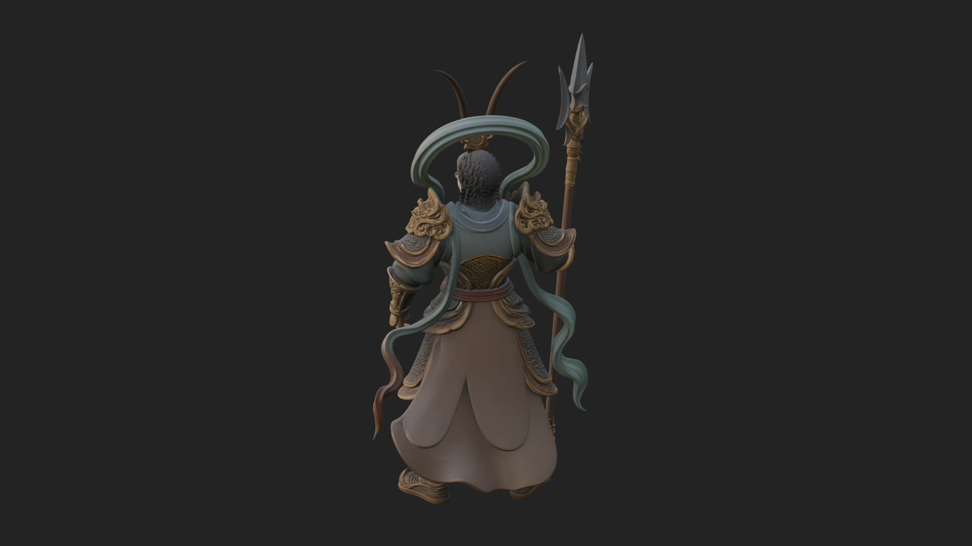 Oriental Armored Guard Statue Design 6 3D Print Model 3D Model