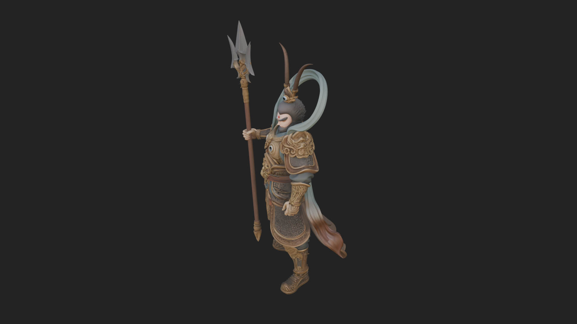 Oriental Armored Guard Statue Design 6 3D Print Model 3D Model