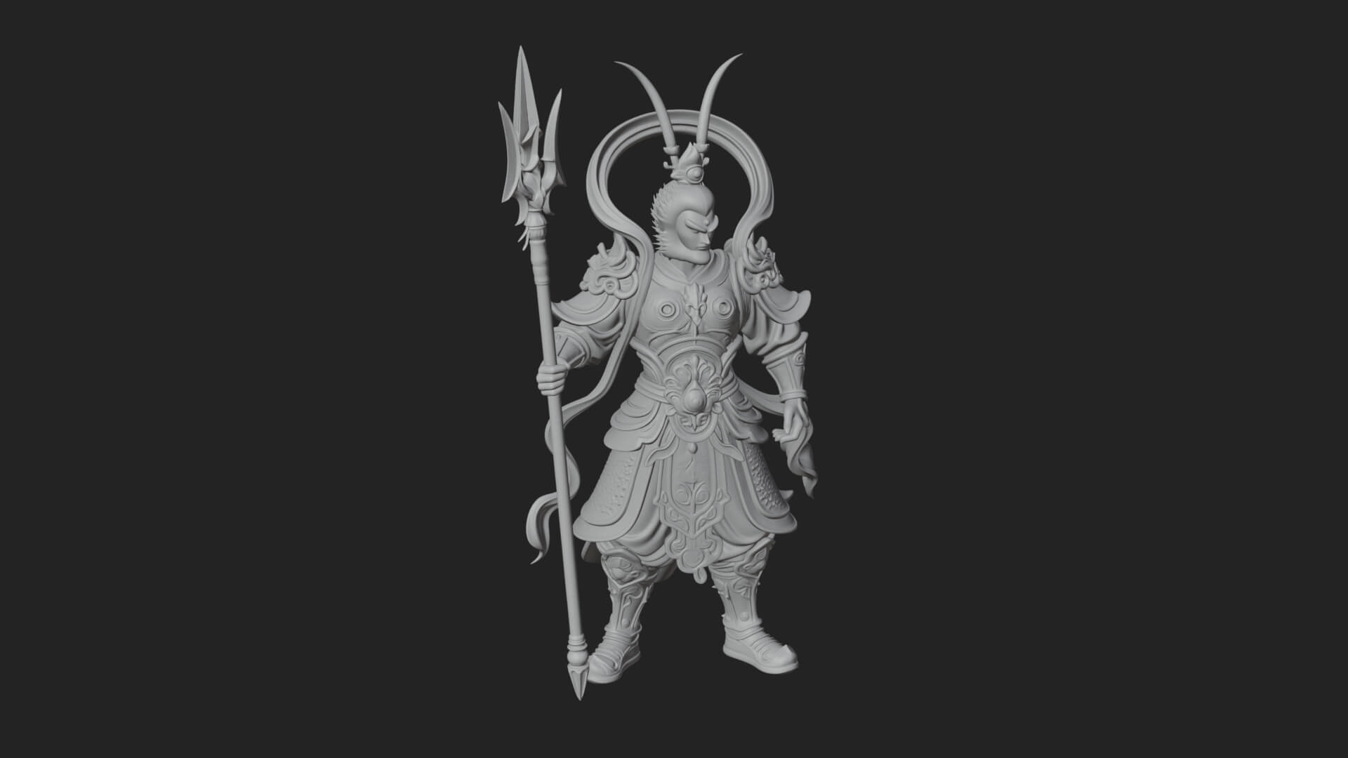 Oriental Armored Guard Statue Design 6 3D Print Model 3D Model
