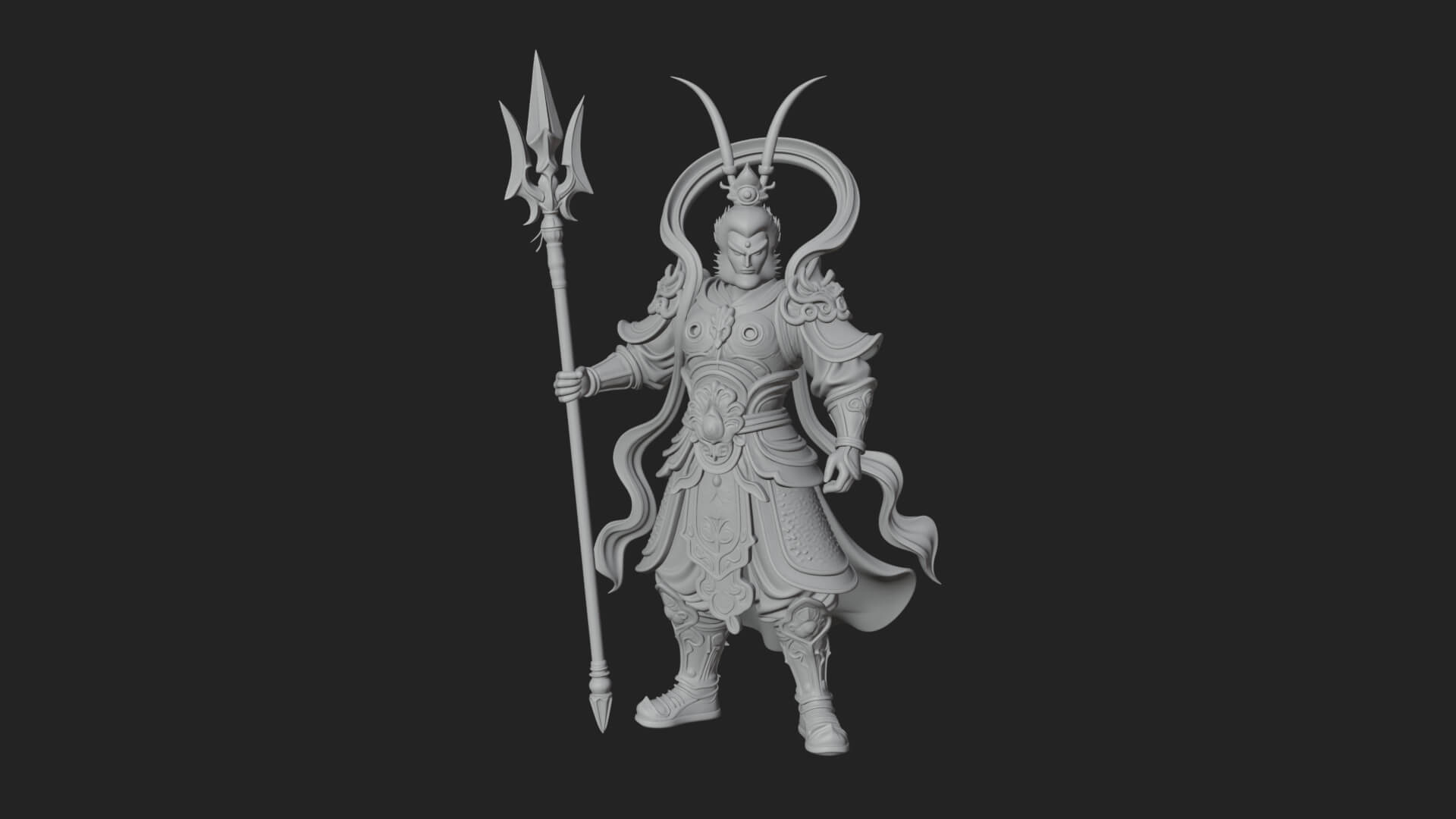 Oriental Armored Guard Statue Design 6 3D Print Model 3D Model