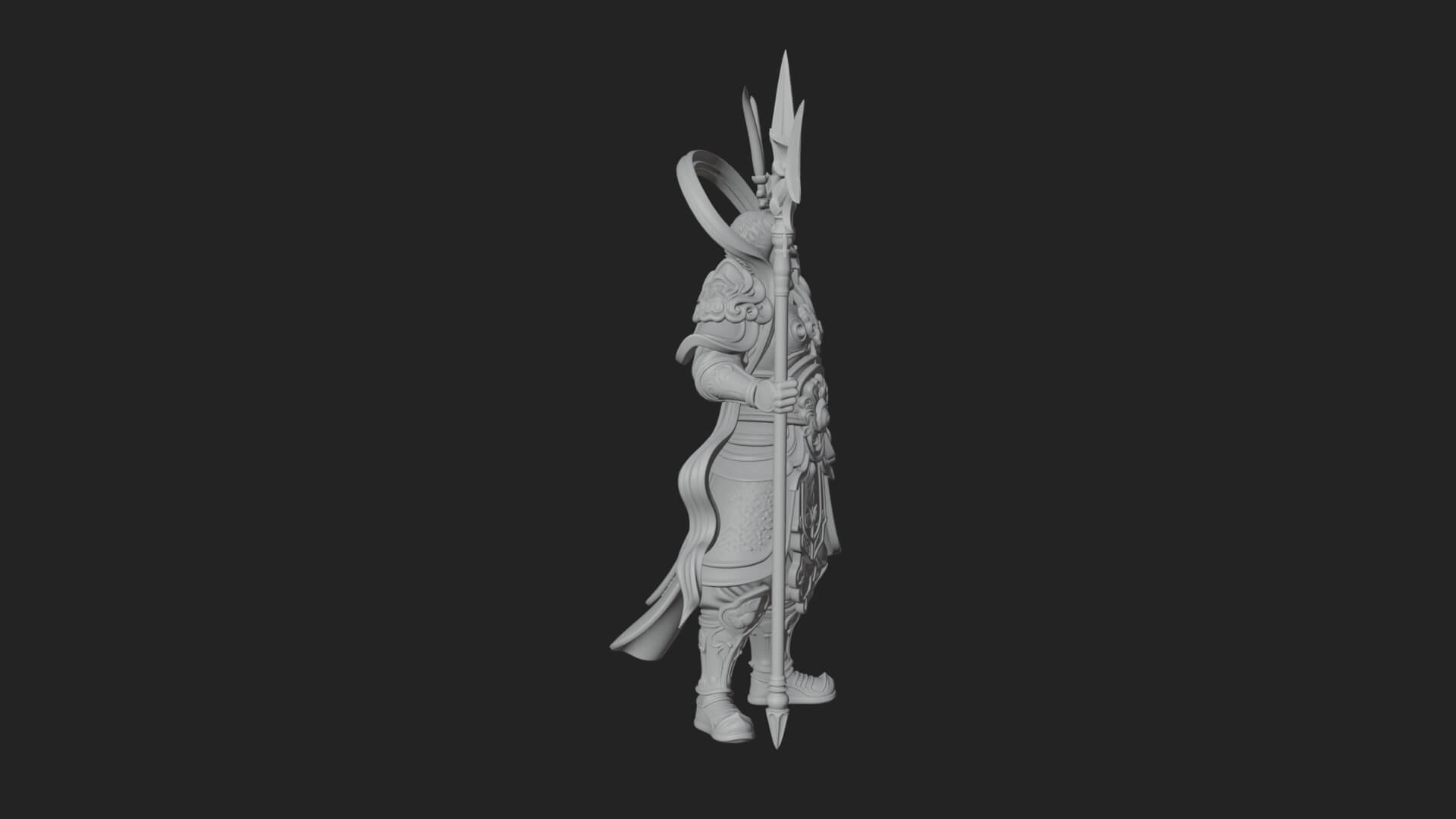 Oriental Armored Guard Statue Design 6 3D Print Model 3D Model