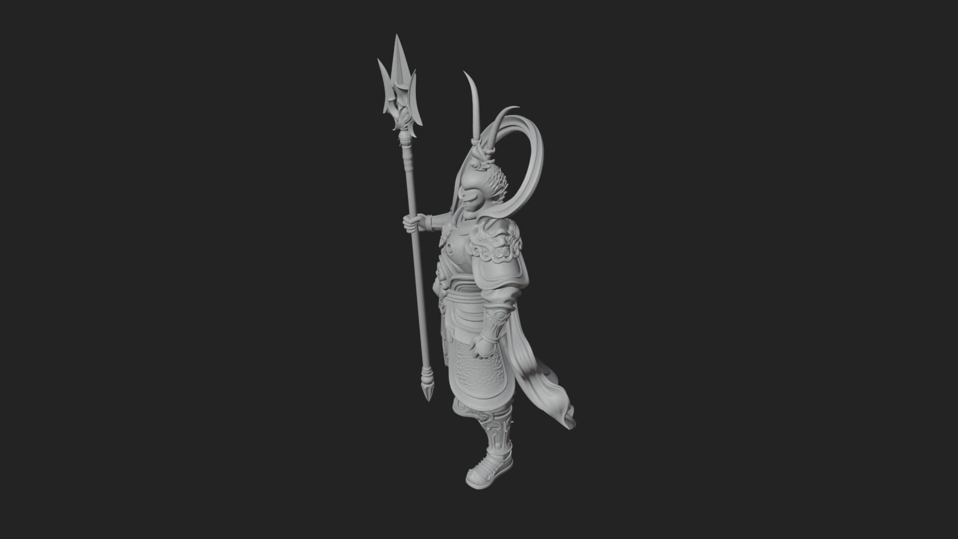 Oriental Armored Guard Statue Design 6 3D Print Model 3D Model