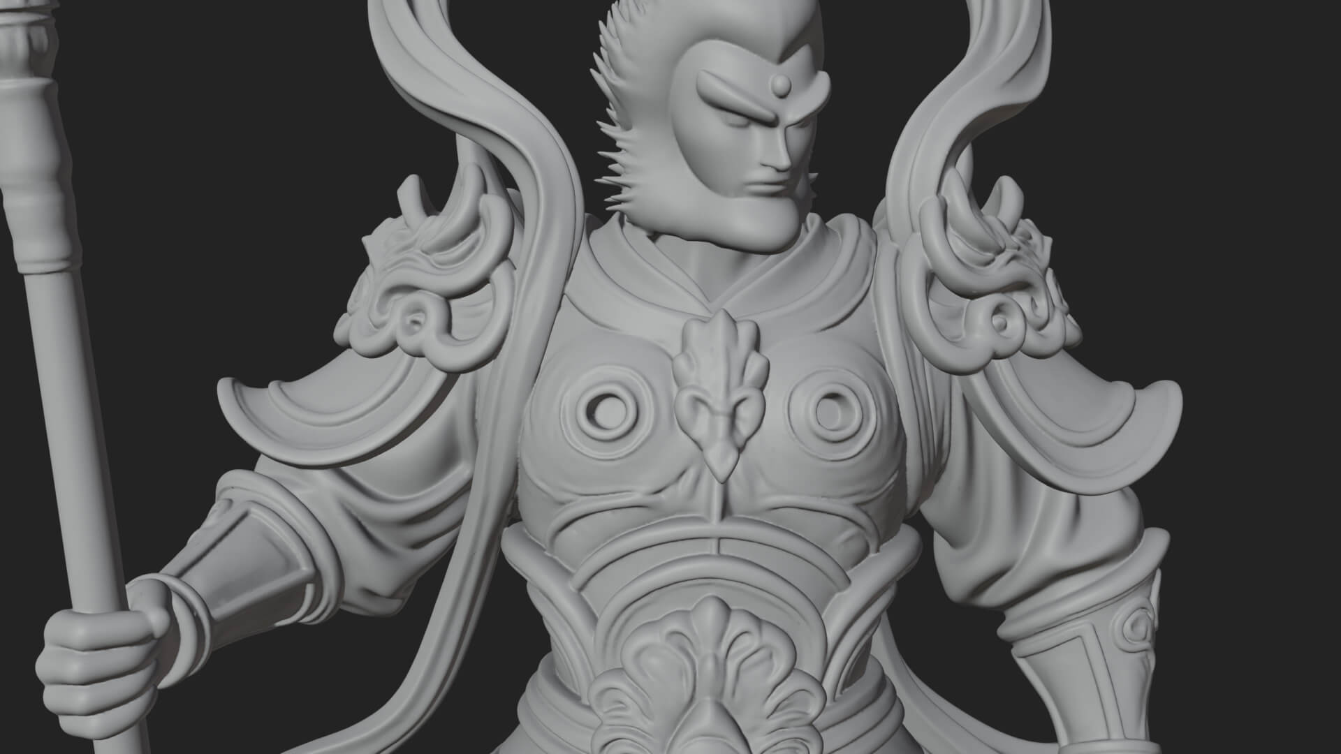 Oriental Armored Guard Statue Design 6 3D Print Model 3D Model
