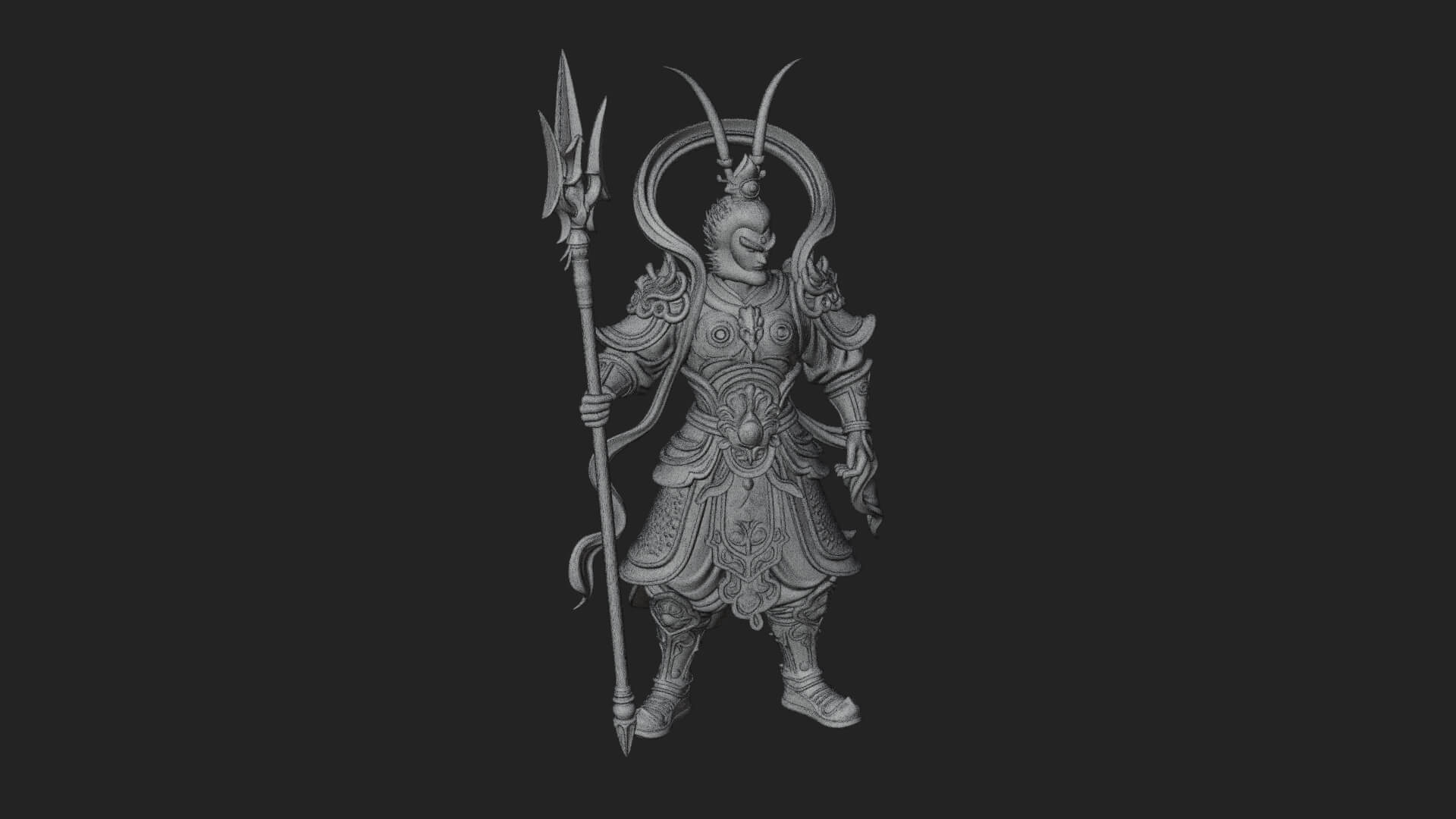 Oriental Armored Guard Statue Design 6 3D Print Model 3D Model