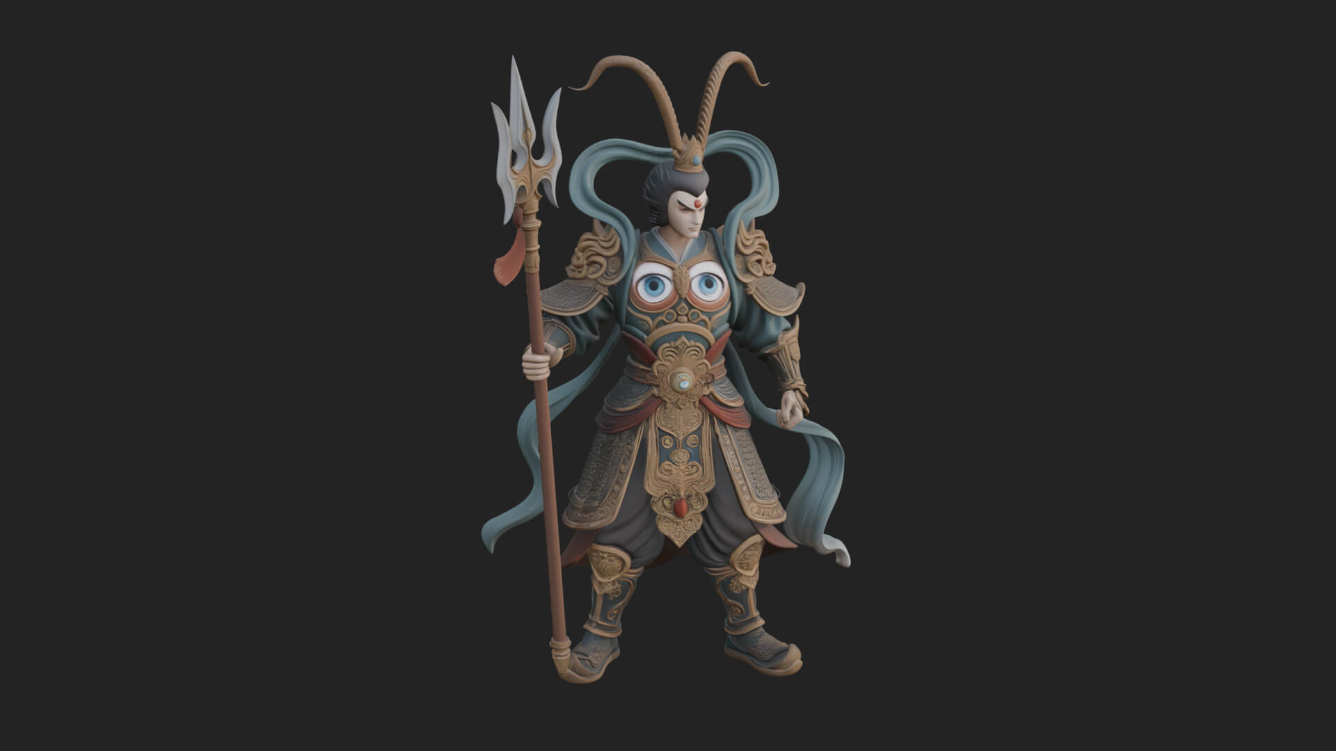 Oriental Armored Guard Statue Design 7 3D Print Model 3D Model