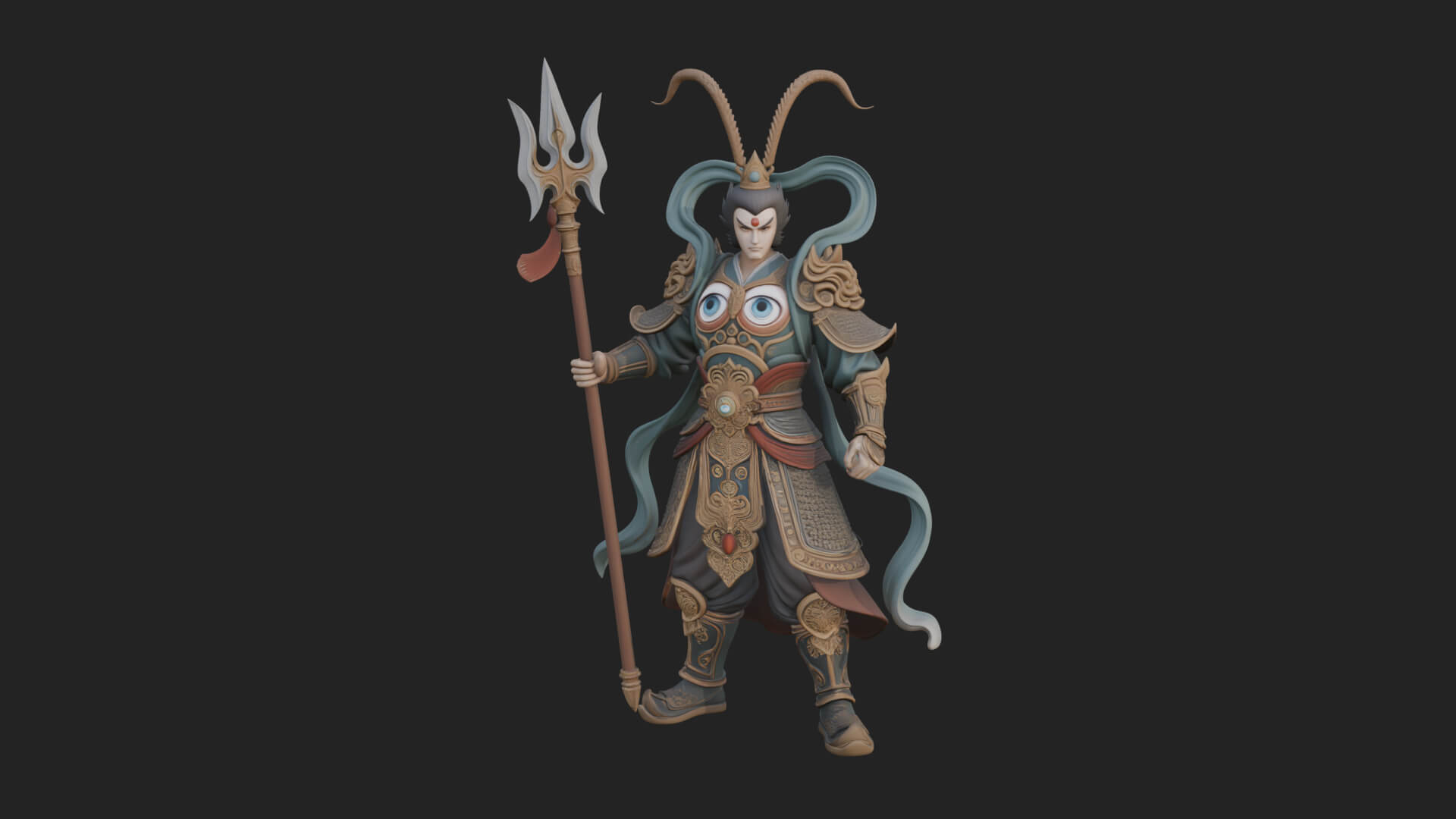 Oriental Armored Guard Statue Design 7 3D Print Model 3D Model