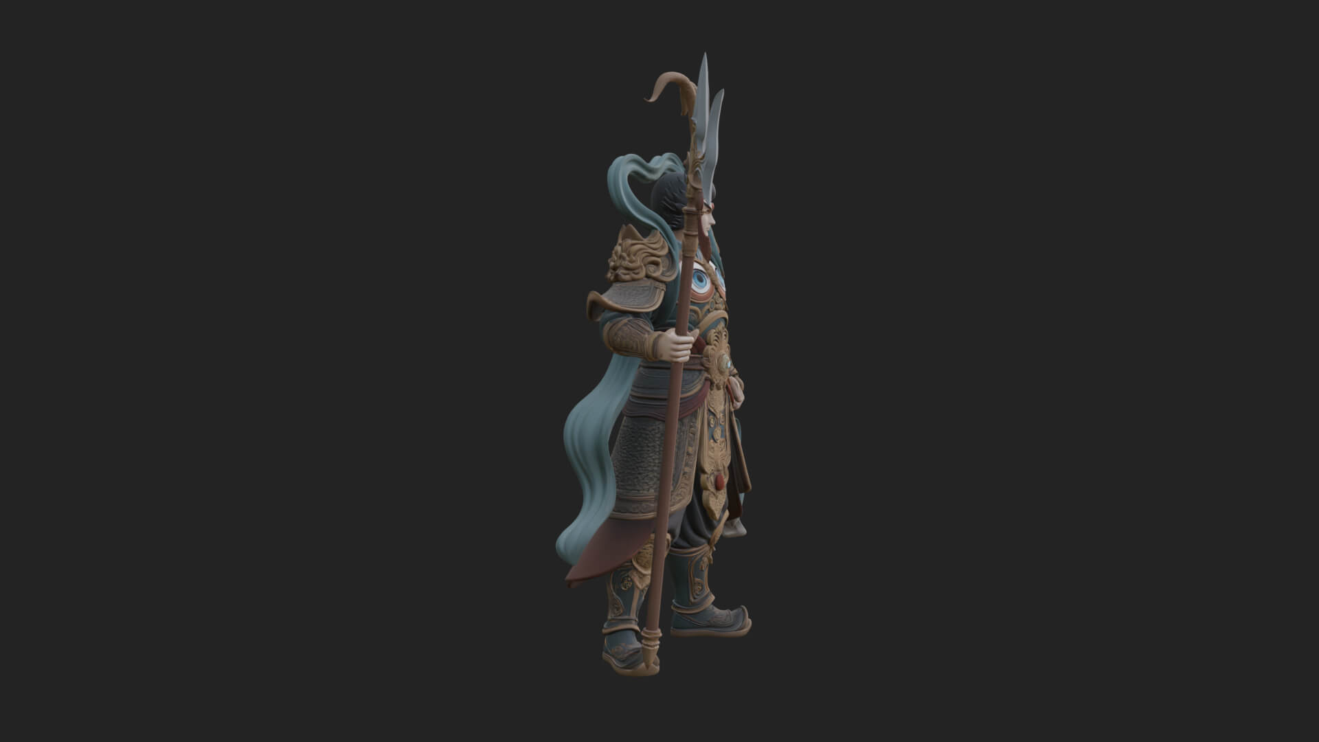 Oriental Armored Guard Statue Design 7 3D Print Model 3D Model