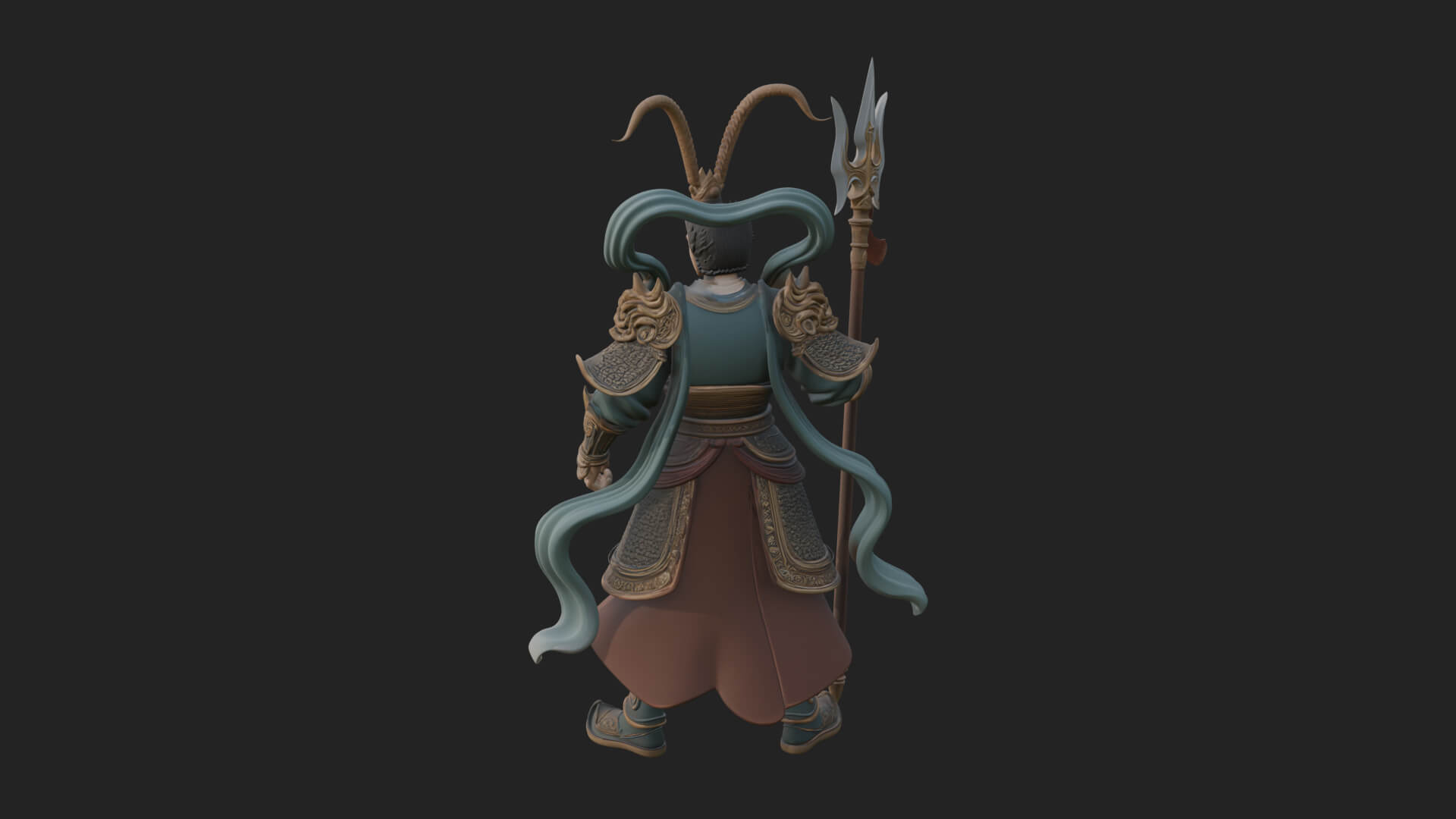 Oriental Armored Guard Statue Design 7 3D Print Model 3D Model