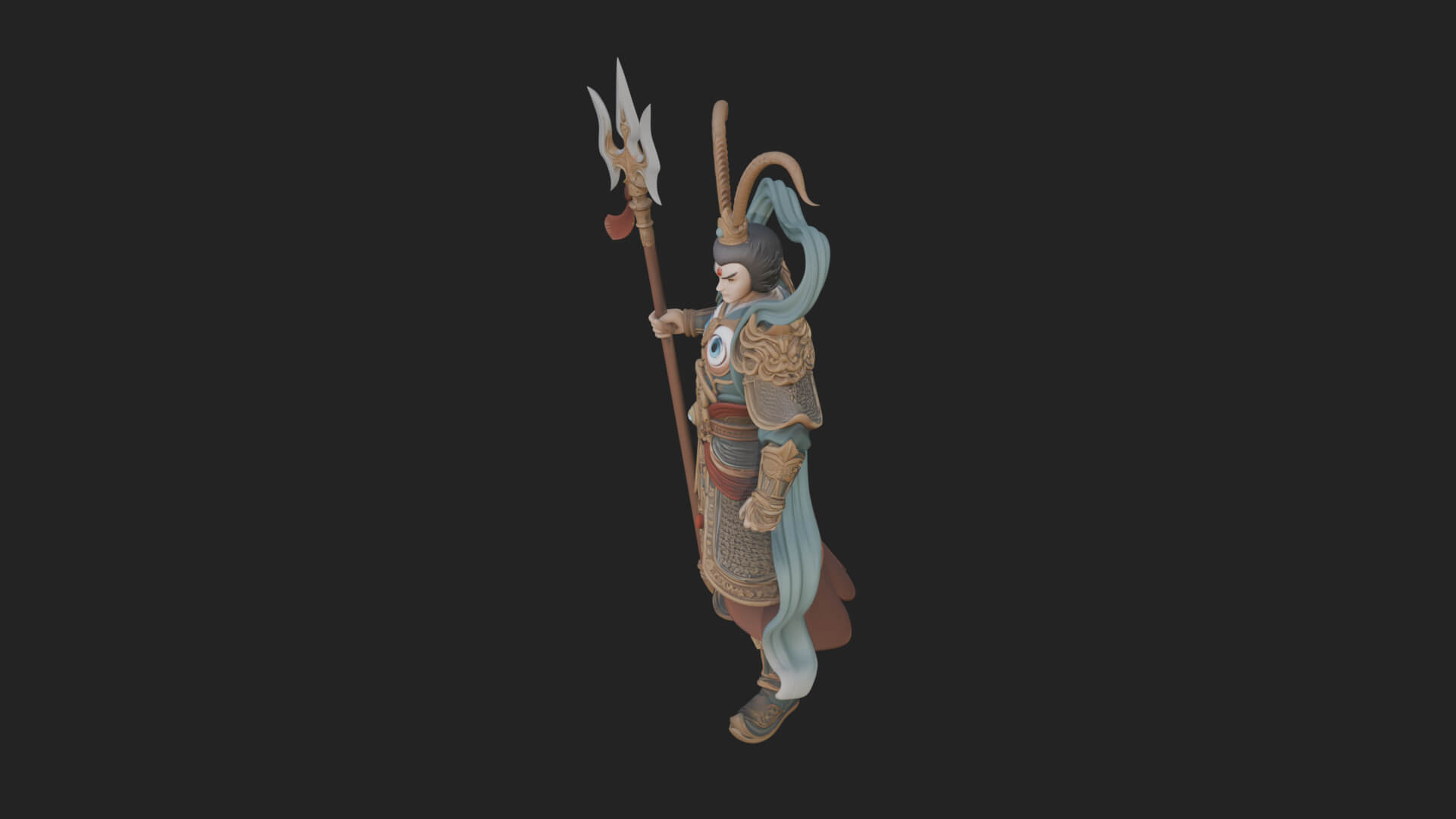 Oriental Armored Guard Statue Design 7 3D Print Model 3D Model