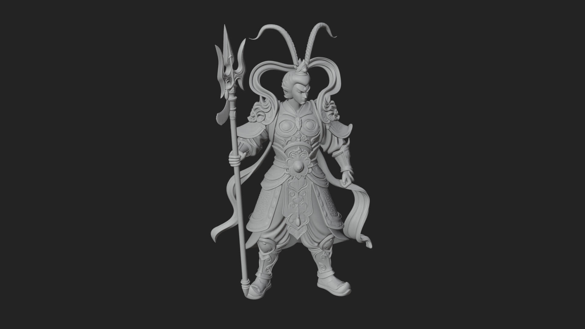 Oriental Armored Guard Statue Design 7 3D Print Model 3D Model