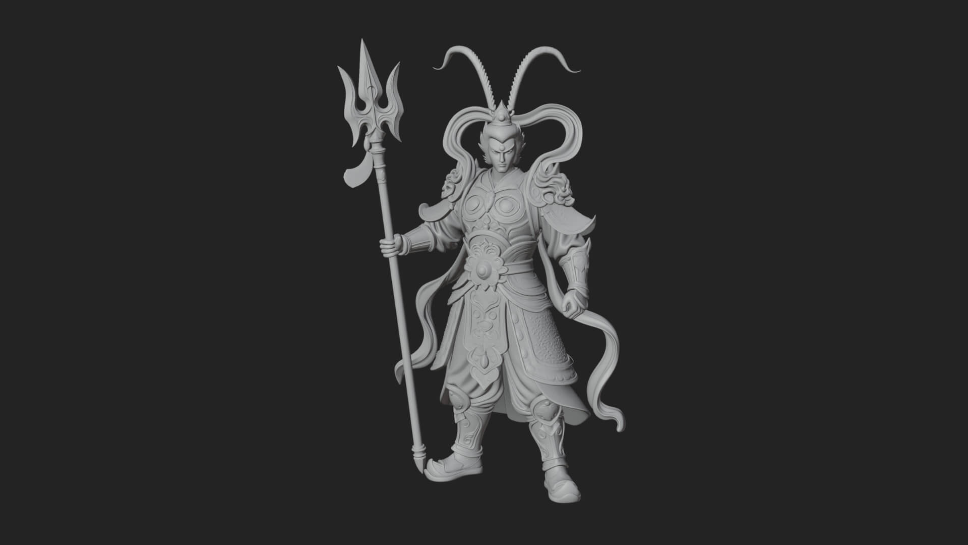 Oriental Armored Guard Statue Design 7 3D Print Model 3D Model