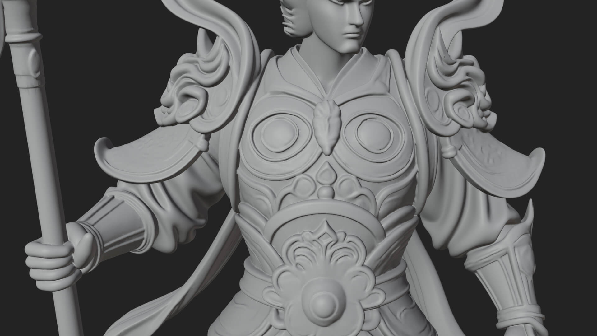 Oriental Armored Guard Statue Design 7 3D Print Model 3D Model