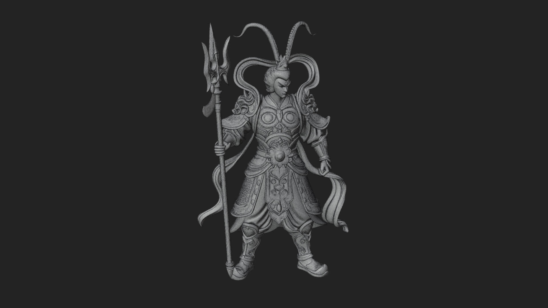 Oriental Armored Guard Statue Design 7 3D Print Model 3D Model