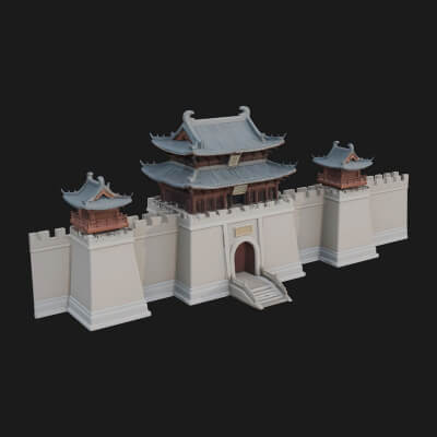 Oriental City Gate Design 1 3D Print Model