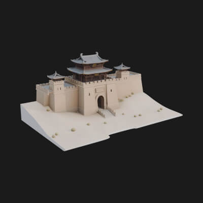 Oriental City Gate Design 2 3D Print Model