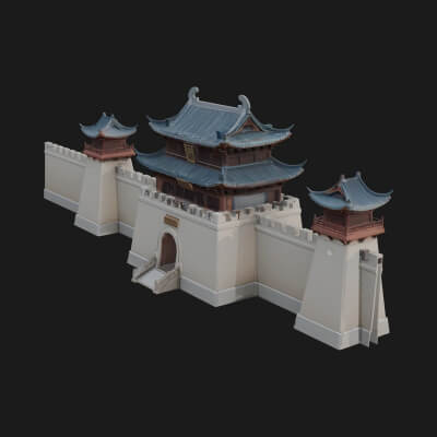 Oriental City Gate Design 3 3D Print Model