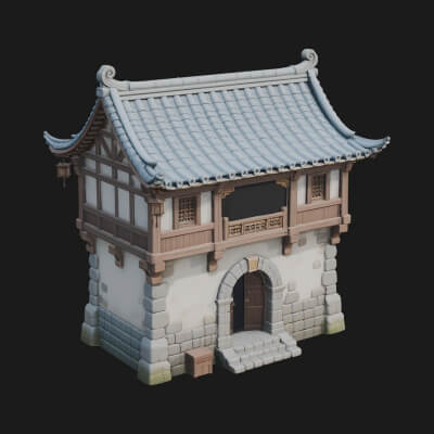 Oriental City Gate Design 4 3D Print Model
