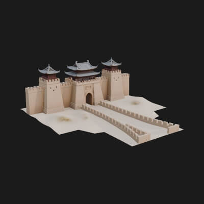 Oriental City Gate Design 5 3D Print Model